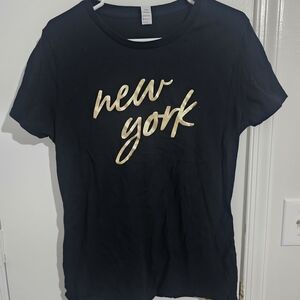 Black "New York" Foil Graphic Tee - Women